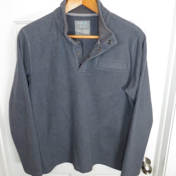 FREE FLY Men's Performance Bamboo Polar Fleece Snap Mens Pullover LG - Picture 1 of 6
